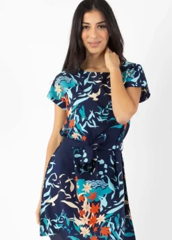 Sale Coton Du Monde Robe courte ceinturée MIRANDA imprimé japonisant Japan