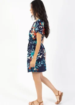 Sale Coton Du Monde Robe courte ceinturée MIRANDA imprimé japonisant Japan