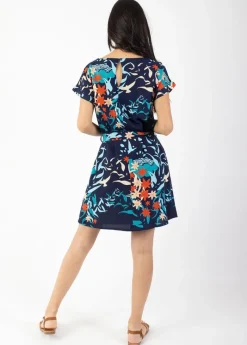 Sale Coton Du Monde Robe courte ceinturée MIRANDA imprimé japonisant Japan