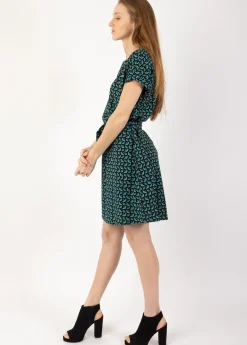 Cheap Coton Du Monde Robe courte ceinturée MIRANDA imprimé ethnique bleu Envolee Bleu