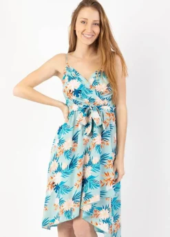 Best Coton Du Monde Robe courte chic fines bretelles cache cœur TESSA exotique vert Exotique Menthe