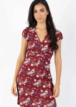 Hot Coton Du Monde Robe courte cintrée TANIA imprimé paon Narcisse