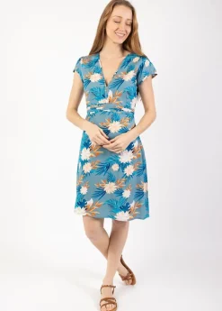 Sale Coton Du Monde Robe courte cintrée TANIA imprimé exotique Exotique Gris