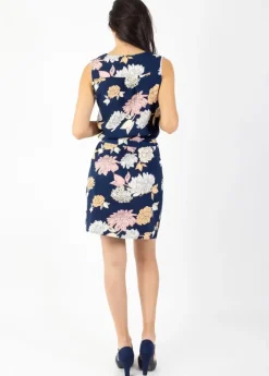 Shop Coton Du Monde Robe courte col V coupe droite ELISA motif fleurs Blossom