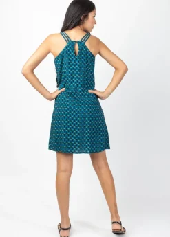 Shop Coton Du Monde Robe courte de plage dos nageur ALOHA imprimé Albizia Bleu