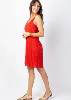 Sale Coton Du Monde Robe courte de plage dos nageur ALOHA imprimé orange Albizia Mandarine