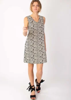 Shop Coton Du Monde Robe courte DIANA coton sans manches col V imprimé africain 25 Beige