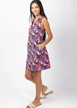 Cheap Coton Du Monde Robe courte DIANA coton sans manches col V imprimé coloré Majorque