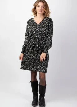 Store Coton Du Monde Robe courte droite manches longues LOINA imprimé ethnique chic Orient