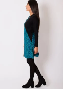 Hot Coton Du Monde Robe courte en coton ABAYA imprimé graphique Bleu