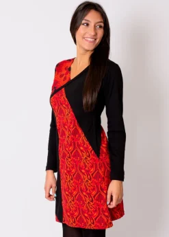 Flash Sale Coton Du Monde Robe courte en coton ABAYA imprimé graphique Rouge
