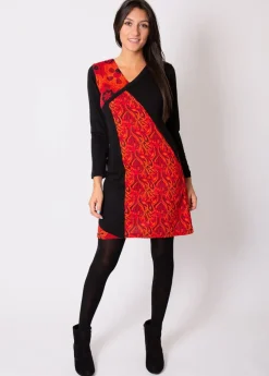 Flash Sale Coton Du Monde Robe courte en coton ABAYA imprimé graphique Rouge