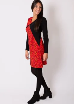 Flash Sale Coton Du Monde Robe courte en coton ABAYA imprimé graphique Rouge