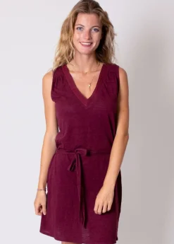 Online Coton Du Monde Robe courte en coton col V ELINE Grenat