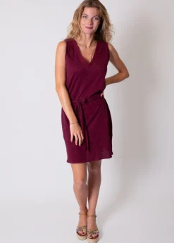 Online Coton Du Monde Robe courte en coton col V ELINE Grenat