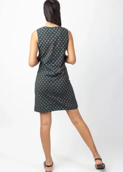 Shop Coton Du Monde Robe courte en coton MARLA sans manches imprimé ethnique noir Aztec