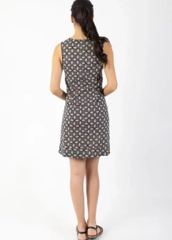 Shop Coton Du Monde Robe courte en coton MARLA sans manches imprimé ethnique noir Papyrus