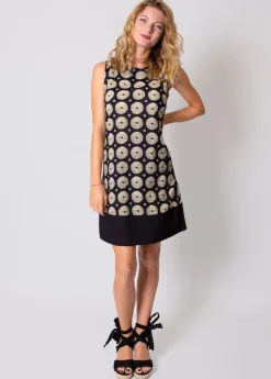 Flash Sale Coton Du Monde Robe courte en coton TATIANA imprimé créole 37 Noir