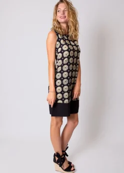 Flash Sale Coton Du Monde Robe courte en coton TATIANA imprimé créole 37 Noir
