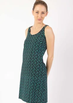 Flash Sale Coton Du Monde Robe courte fines bretelles SYLVIA imprimé ethnique vert Envolee Bleu
