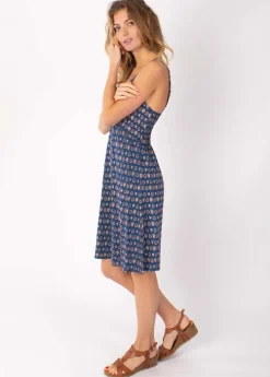 Cheap Coton Du Monde Robe courte fines bretelles BEA motif ethnique bleu 29 Marine