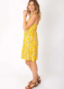Hot Coton Du Monde Robe courte fines bretelles BEA fleurie jaune 8 Jaune