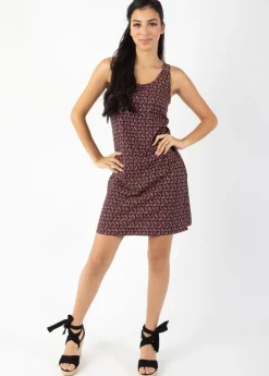 Best Coton Du Monde Robe courte fines bretelles SYLVIA imprimé ethnique prune Envolee Prune