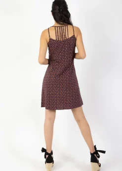 Best Coton Du Monde Robe courte fines bretelles SYLVIA imprimé ethnique prune Envolee Prune