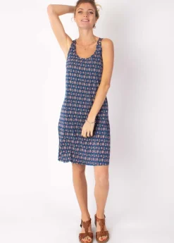Best Coton Du Monde Robe courte fines bretelles SYLVIA imprimé ethnique marine 29 Marine
