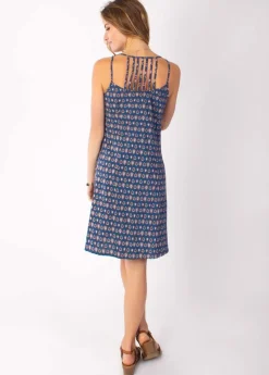 Best Coton Du Monde Robe courte fines bretelles SYLVIA imprimé ethnique marine 29 Marine
