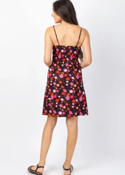 New Coton Du Monde Robe courte fines bretelles BEA imprimé fleurs de cerisier noir Cherry Noir