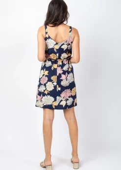 Best Sale Coton Du Monde Robe courte fluide ceinturée LENA fleurie bleu Blossom