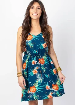 Hot Coton Du Monde Robe courte fluide LENA motif fleurs Maui