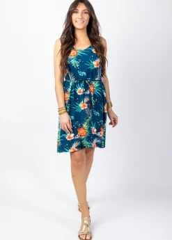 Hot Coton Du Monde Robe courte fluide LENA motif fleurs Maui