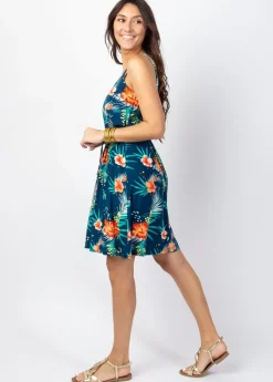Hot Coton Du Monde Robe courte fluide LENA motif fleurs Maui