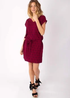 Flash Sale Coton Du Monde Robe courte fluide SALMA imprimé ethnique prune 12 Prune