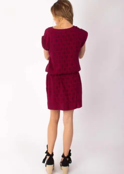 Flash Sale Coton Du Monde Robe courte fluide SALMA imprimé ethnique prune 12 Prune