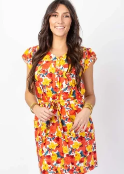 Discount Coton Du Monde Robe courte fluide Vera imprimé fleuri Flowers Power