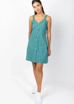 Cheap Coton Du Monde Robe courte IBIZA fines bretelles imprimé ethnique bleu Alize Opal