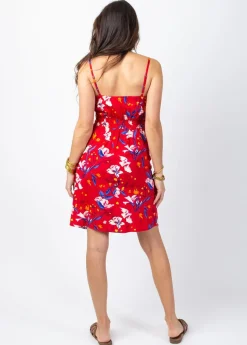 Online Coton Du Monde Robe courte ILONA imprimé fleuri rouge Pétale