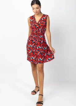 Clearance Coton Du Monde Robe courte larges bretelles LIVIA imprimé Poppies