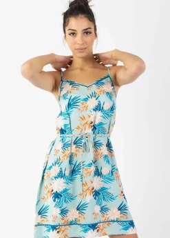 Best Sale Coton Du Monde Robe courte légère à fines bretelles ALMA imprimé fleurs exotiques Exotique Menthe