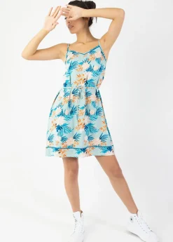 Best Sale Coton Du Monde Robe courte légère à fines bretelles ALMA imprimé fleurs exotiques Exotique Menthe