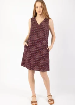 Cheap Coton Du Monde Robe courte légère sans manche LIZENA imprimé ethnique prune Envolee Prune