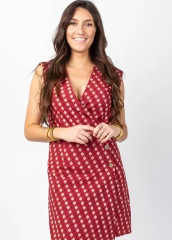 Store Coton Du Monde Robe courte LINDA en coton effet cache cœur imprimé ethnique Medina