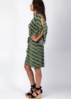 Best Sale Coton Du Monde Robe courte manches fendues PAULA tie and dye kaki New Tie&Dye Kaki