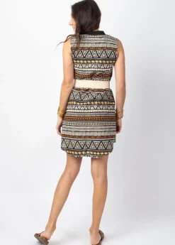 Discount Coton Du Monde Robe courte MAYA col mao imprimé Tribal