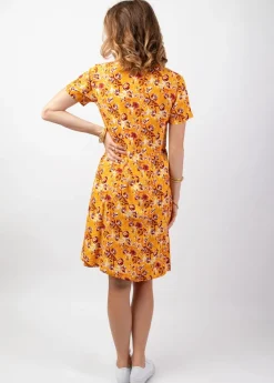 Cheap Coton Du Monde Robe courte été fleurie MAJA coupe ample jaune Joy