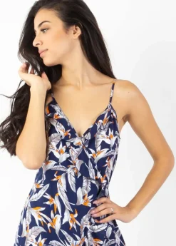 Cheap Coton Du Monde Robe courte volantée fines bretelles MARCIA fleurs de paradis