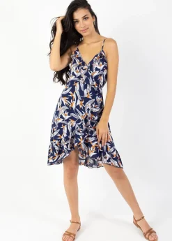 Cheap Coton Du Monde Robe courte volantée fines bretelles MARCIA fleurs de paradis